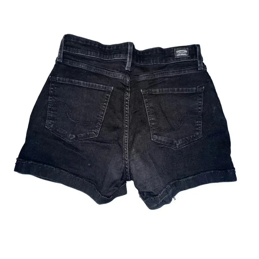 Vintage Levi Strauss Signature High-Rise black Jean shorts size women's‎ 4/W27